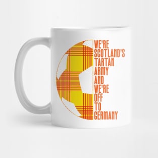 Scotland's Tartan Army, Yellow and White Tartan Ball and Text Design Mug